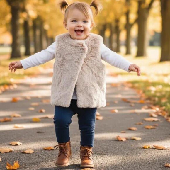 Zara Baby Girl Faux Fur Vest Size 2-3T - Picture 1 of 9